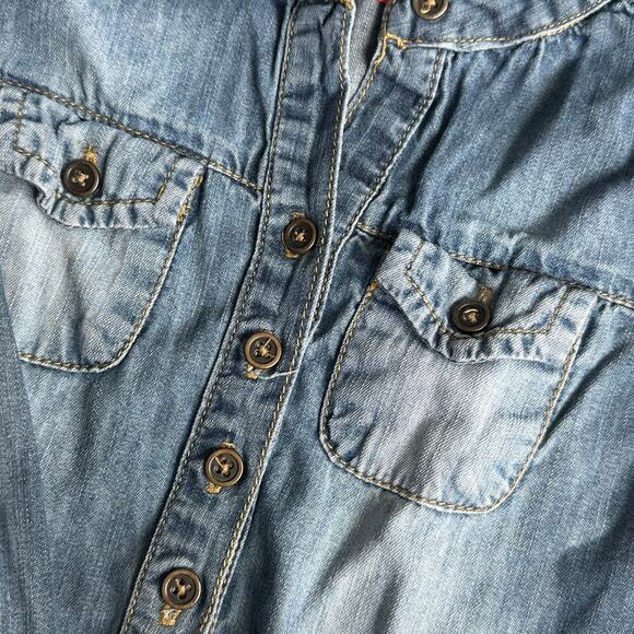 Tissaia Denim Henley Top - Girls Size 6 - Excellent! - Picture 2 of 4